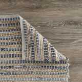 5' X 7' Blue and Beige Striped Area Rug - Homeroots