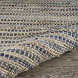 5' X 7' Blue and Beige Striped Area Rug - Homeroots