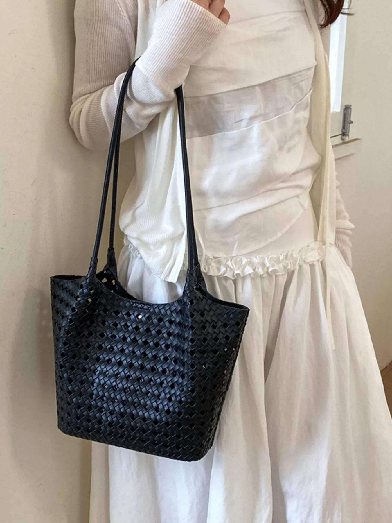 Woven Leather Shoulder Bag - Trendsi - Flyclothing LLC