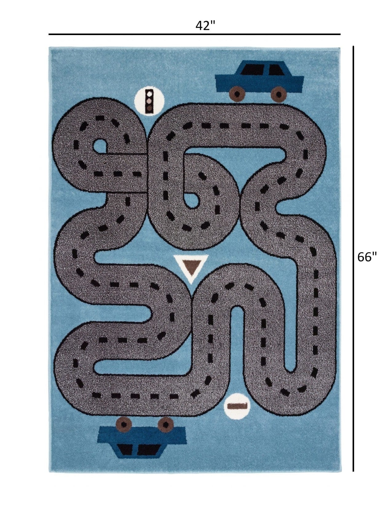 4' X 6' Blue Imaginative Racetrack Area Rug - Homeroots
