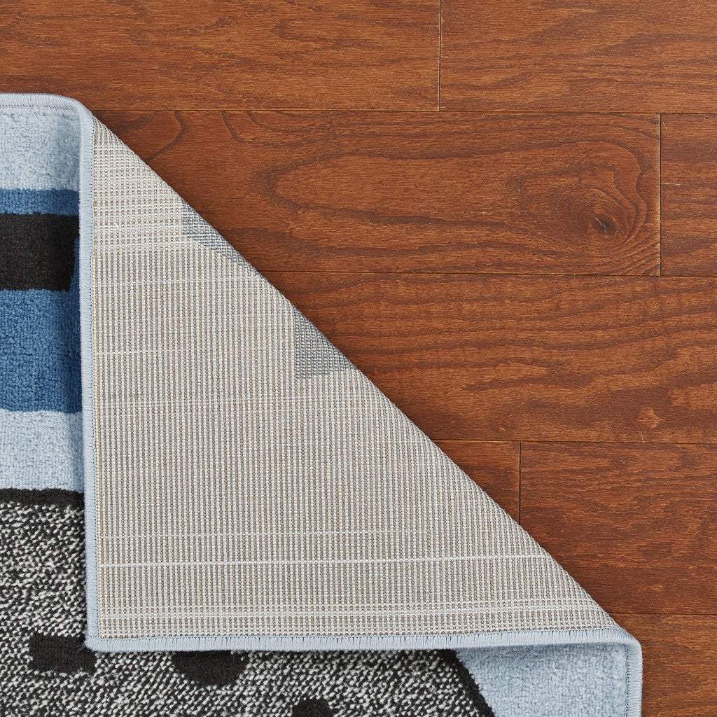 5' Round Blue Imaginative Racetrack Area Rug - Homeroots - Flyclothing LLC
