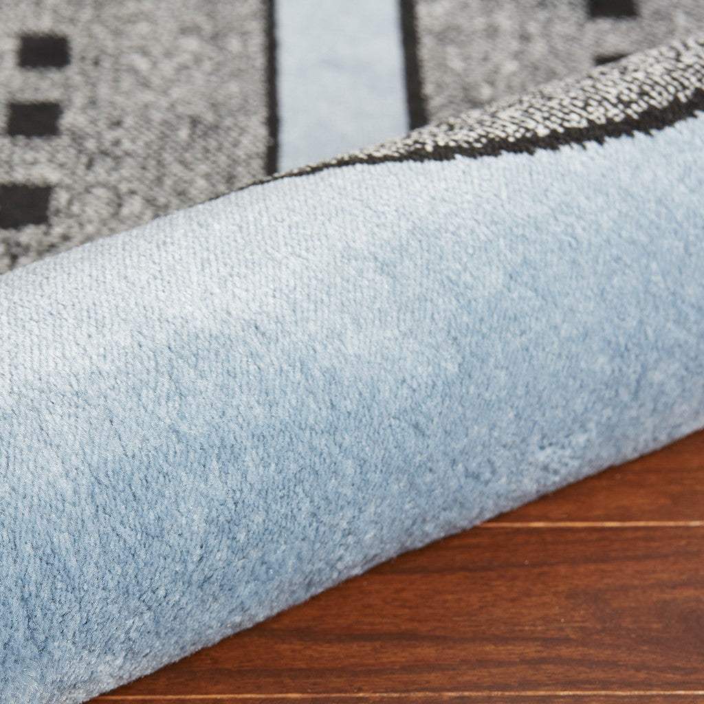 5' Round Blue Imaginative Racetrack Area Rug - Homeroots - Flyclothing LLC