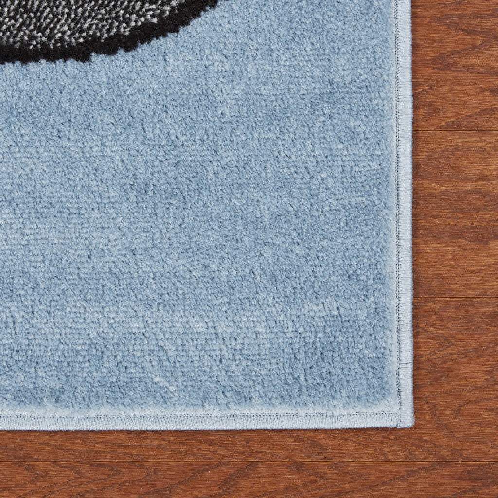 5' Round Blue Imaginative Racetrack Area Rug - Homeroots - Flyclothing LLC