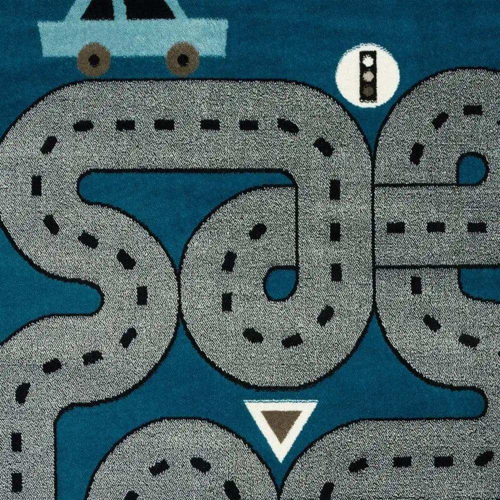 4' X 6' Navy Imaginative Racetrack Area Rug - Homeroots - Flyclothing LLC