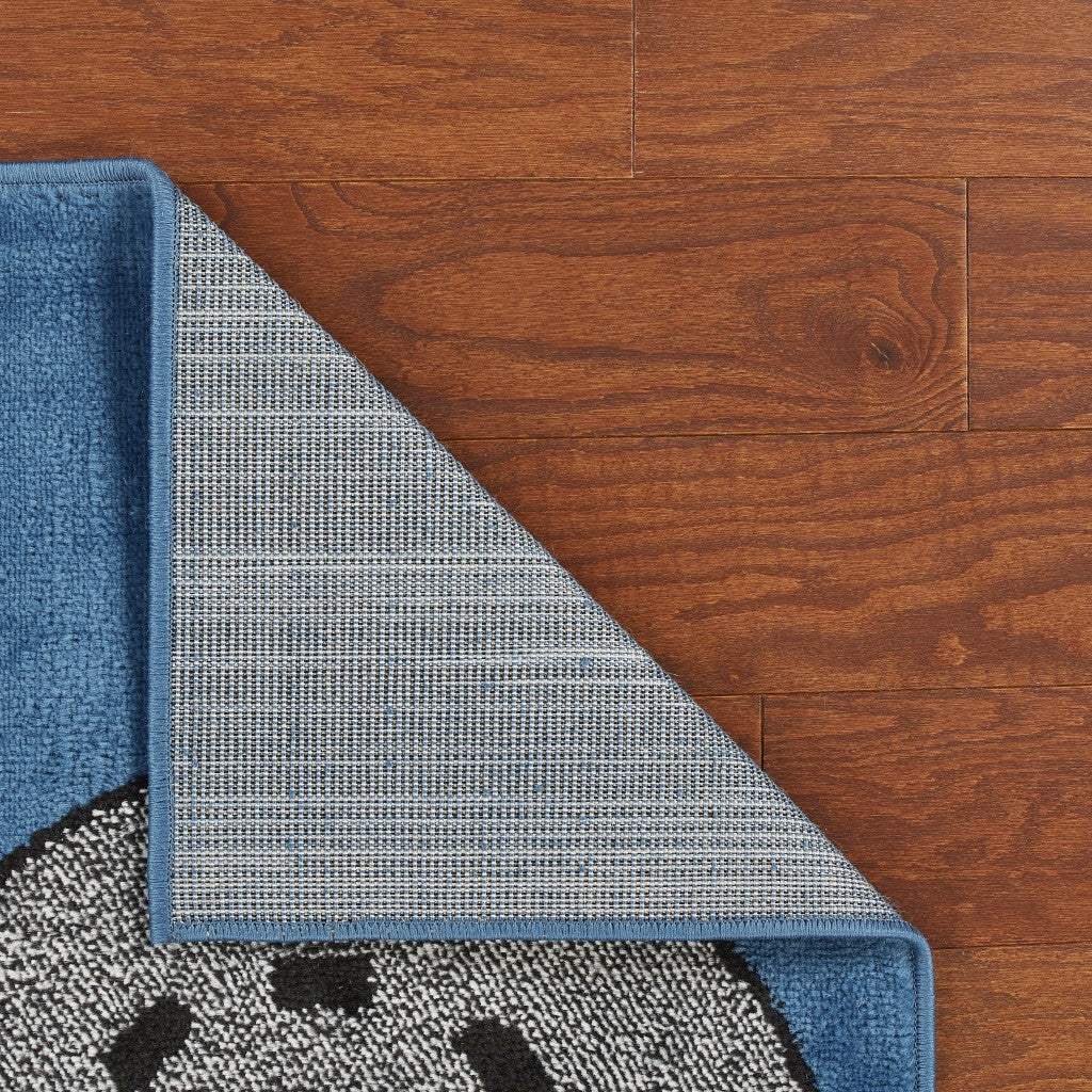 4' X 6' Navy Imaginative Racetrack Area Rug - Homeroots - Flyclothing LLC