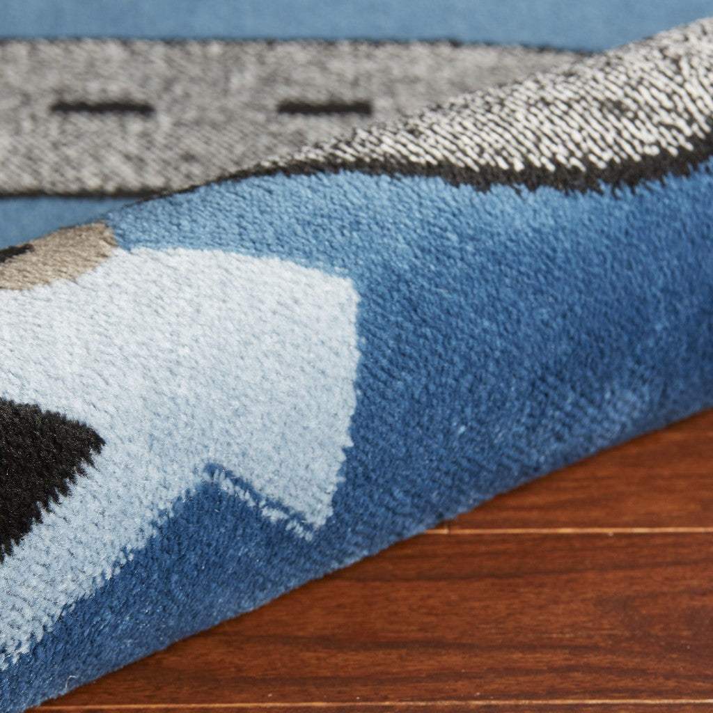 4' X 6' Navy Imaginative Racetrack Area Rug - Homeroots - Flyclothing LLC