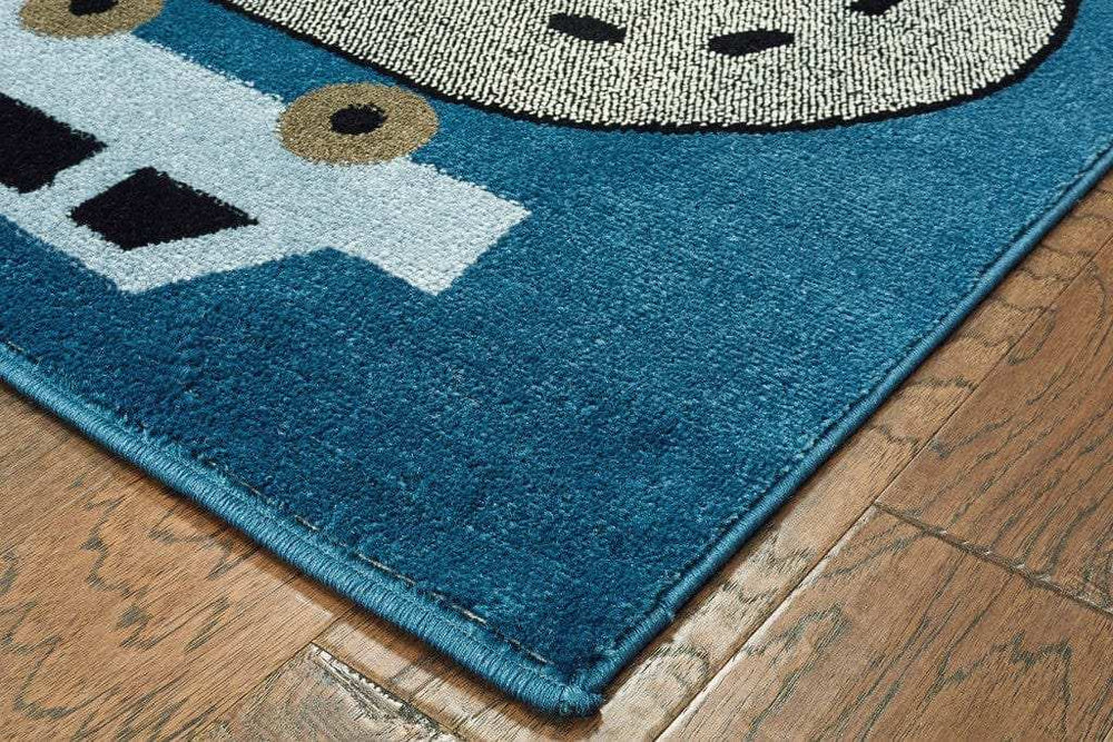5' Round Navy Imaginative Racetrack Area Rug - Homeroots - Flyclothing LLC
