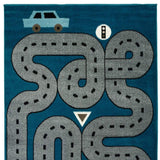 5' X 7' Navy Imaginative Racetrack Area Rug - Homeroots - Flyclothing LLC