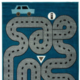 5' X 7' Navy Imaginative Racetrack Area Rug - Homeroots - Flyclothing LLC