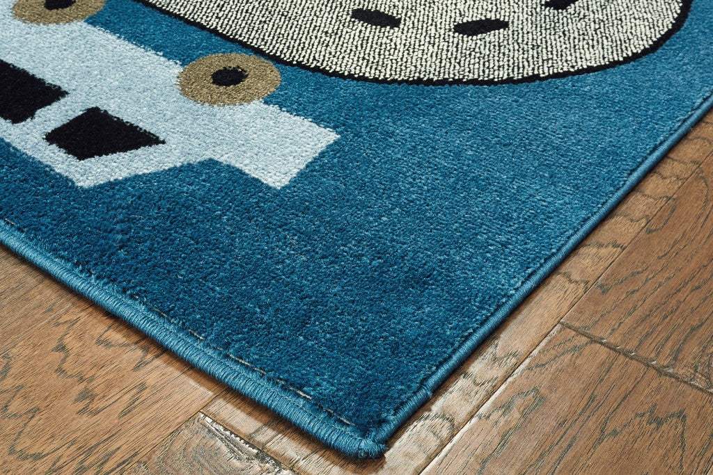 5' X 7' Navy Imaginative Racetrack Area Rug - Homeroots - Flyclothing LLC