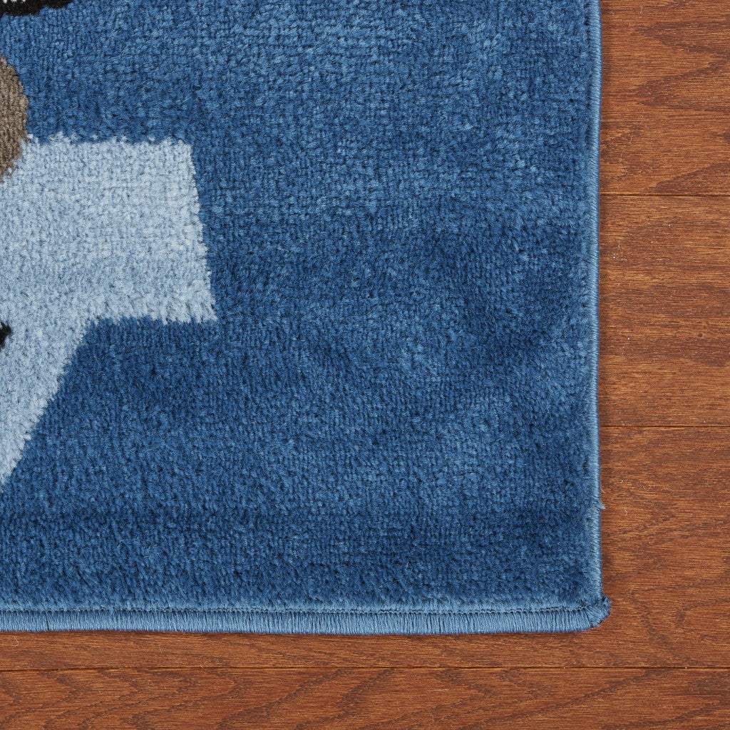 5' X 7' Navy Imaginative Racetrack Area Rug - Homeroots - Flyclothing LLC