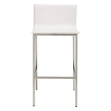 Set of Two 30" White And Silver Steel Low Back Bar Height Bar Chairs - Homeroots