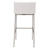 Set of Two 30" White And Silver Steel Low Back Bar Height Bar Chairs - Homeroots