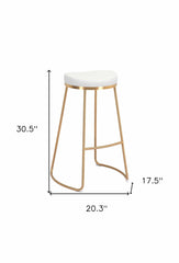 Set of Two 31" White And Gold Steel Backless Bar Height Bar Chairs - Homeroots