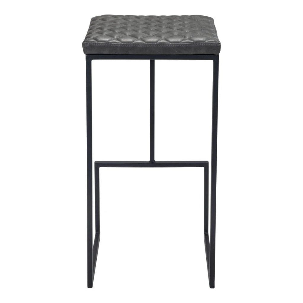 30" Gray And Black Steel Backless Bar Height Bar Chair - Homeroots
