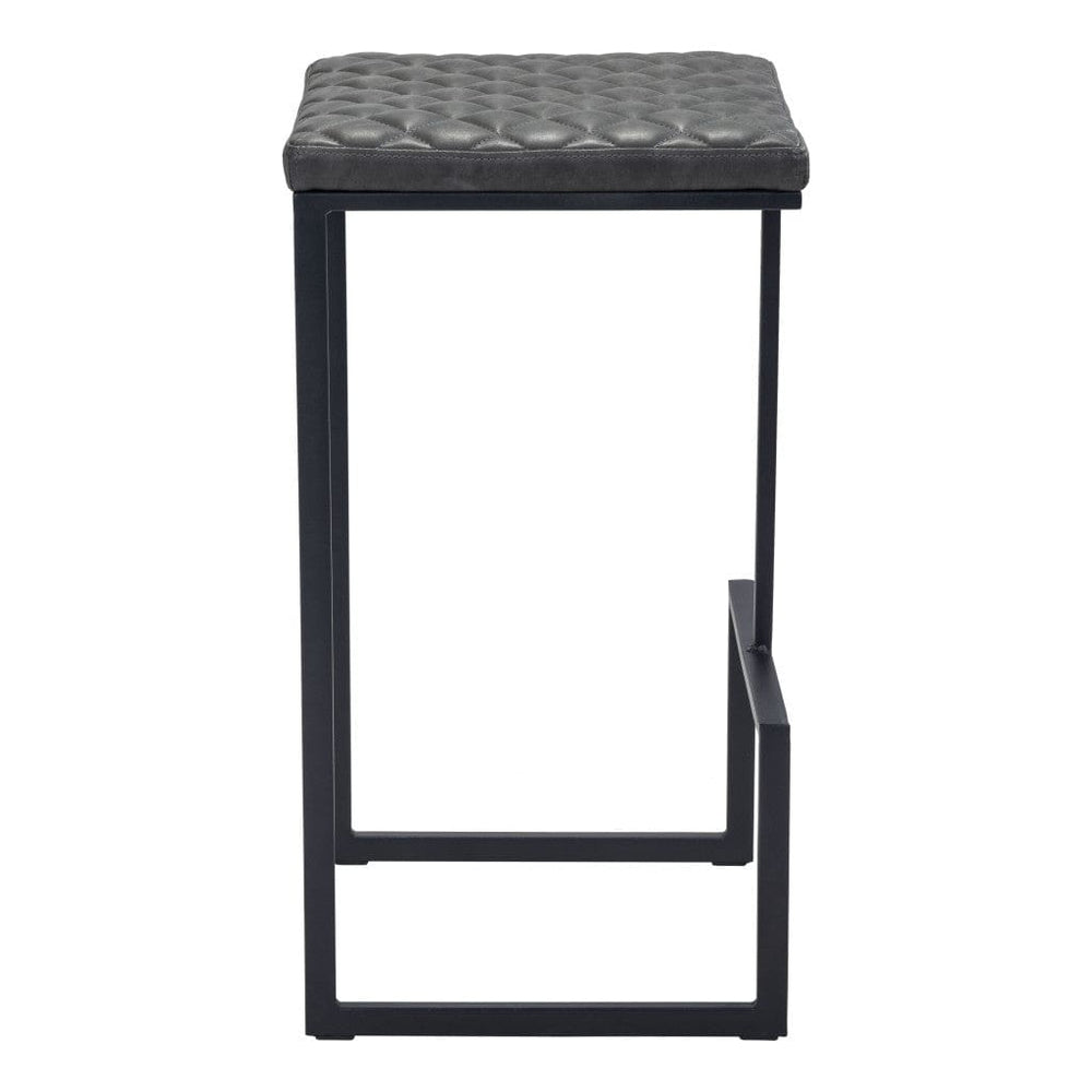 30" Gray And Black Steel Backless Bar Height Bar Chair - Homeroots