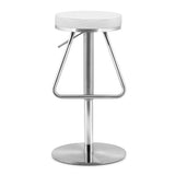31" White And Silver Steel Swivel Backless Bar Height Bar Chair - Homeroots