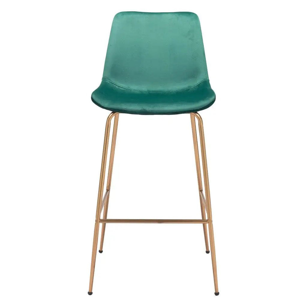31" Green And Copper Steel Low Back Bar Height Bar Chair - Homeroots