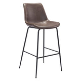 31 " Brown And Black Steel Low Back Bar Height Bar Chair - Homeroots - Flyclothing LLC