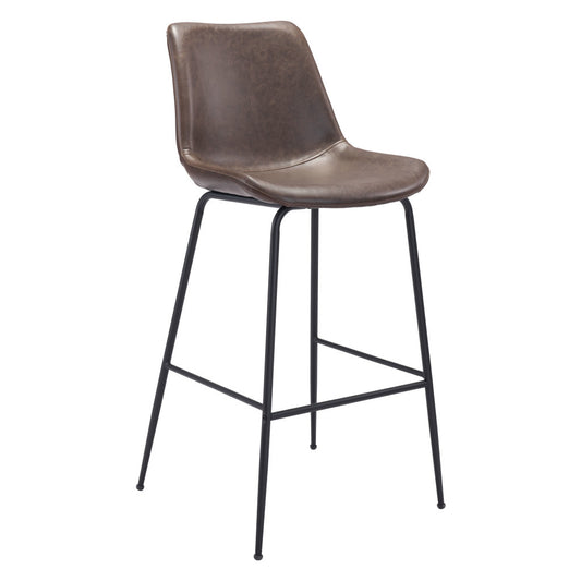 31 " Brown And Black Steel Low Back Bar Height Bar Chair