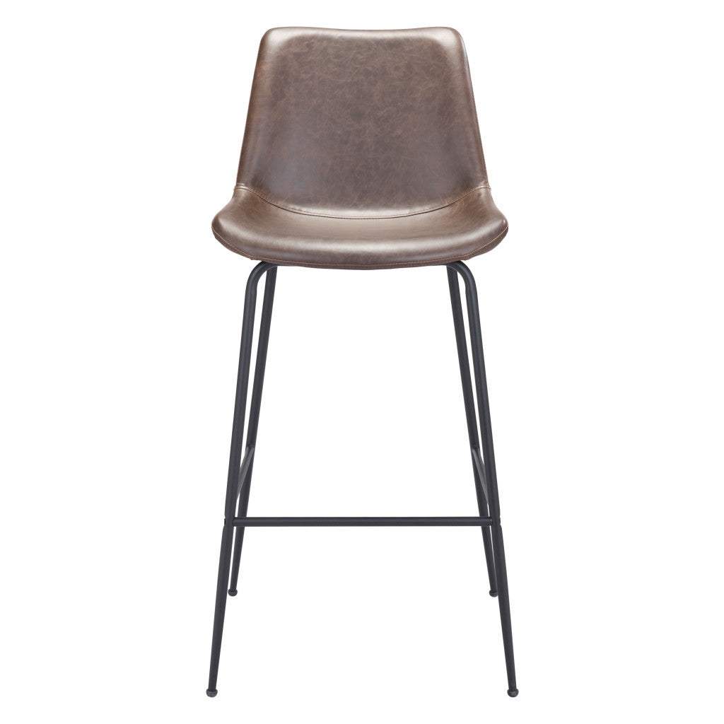 31 " Brown And Black Steel Low Back Bar Height Bar Chair - Homeroots - Flyclothing LLC