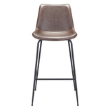 31 " Brown And Black Steel Low Back Bar Height Bar Chair - Homeroots - Flyclothing LLC