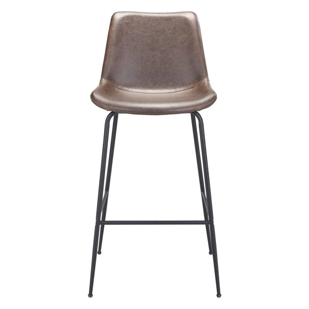 31 " Brown And Black Steel Low Back Bar Height Bar Chair - Homeroots