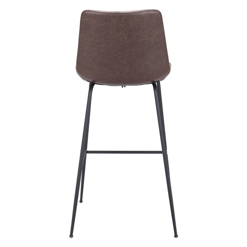 31 " Brown And Black Steel Low Back Bar Height Bar Chair - Homeroots - Flyclothing LLC