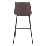 31 " Brown And Black Steel Low Back Bar Height Bar Chair - Homeroots - Flyclothing LLC