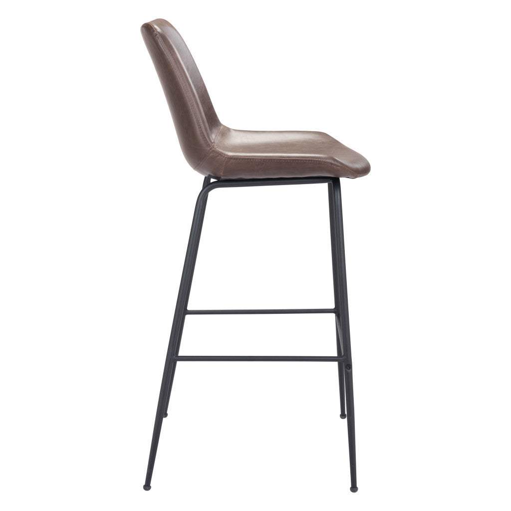 31 " Brown And Black Steel Low Back Bar Height Bar Chair - Homeroots - Flyclothing LLC