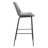 31 " Gray And Black Steel Low Back Bar Height Bar Chair - Homeroots - Flyclothing LLC