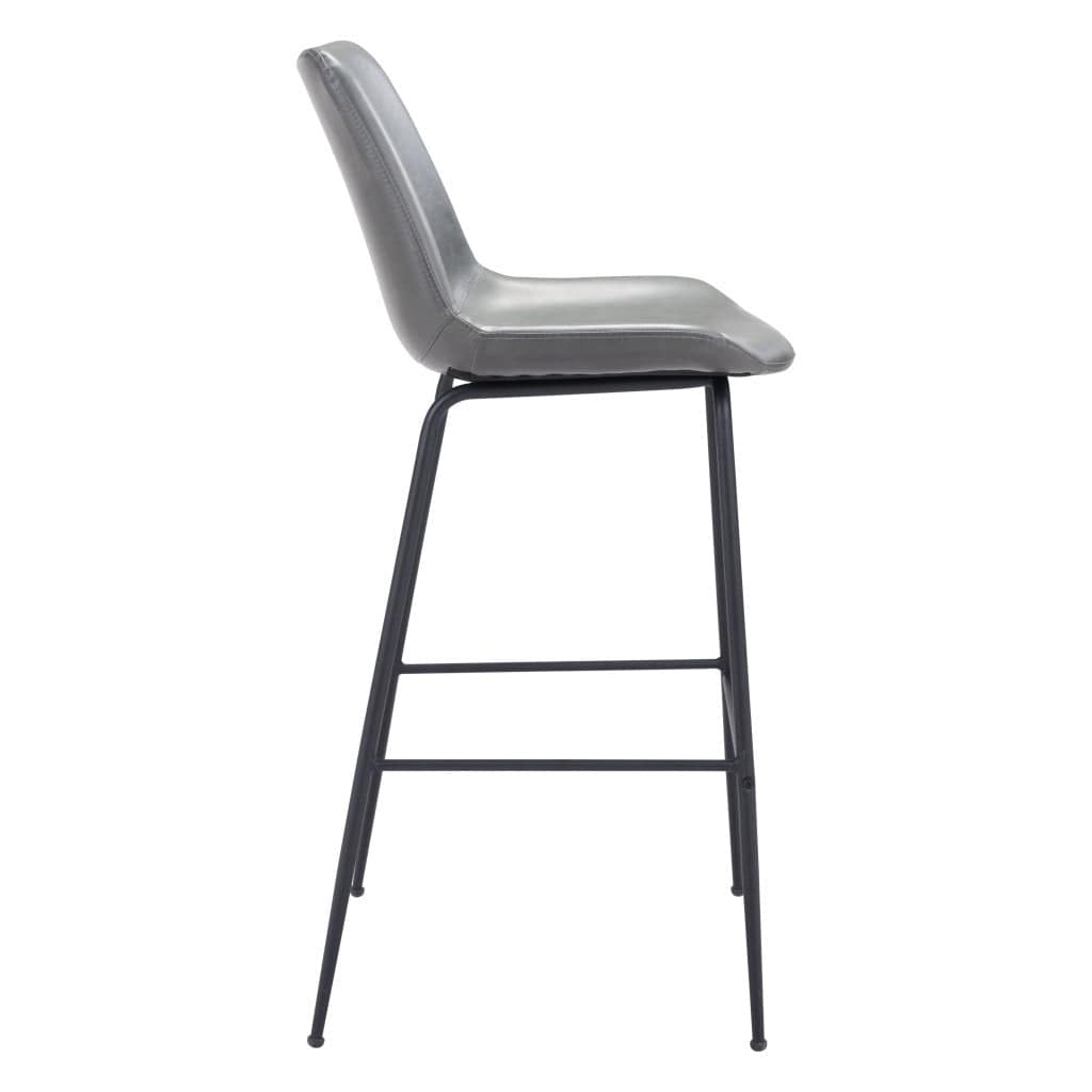 31 " Gray And Black Steel Low Back Bar Height Bar Chair - Homeroots - Flyclothing LLC