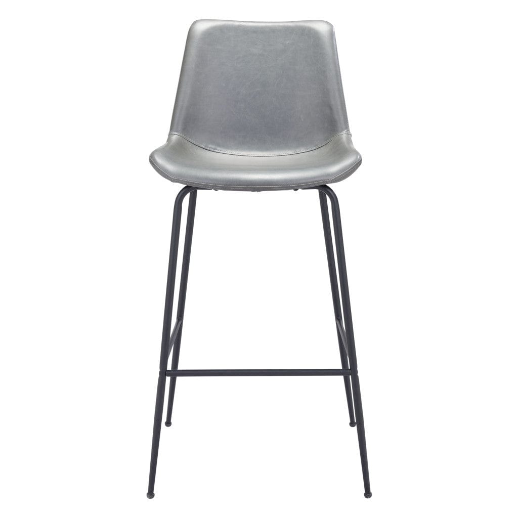 31 " Gray And Black Steel Low Back Bar Height Bar Chair - Homeroots - Flyclothing LLC