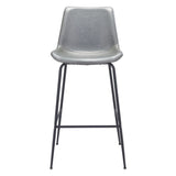 31 " Gray And Black Steel Low Back Bar Height Bar Chair - Homeroots - Flyclothing LLC