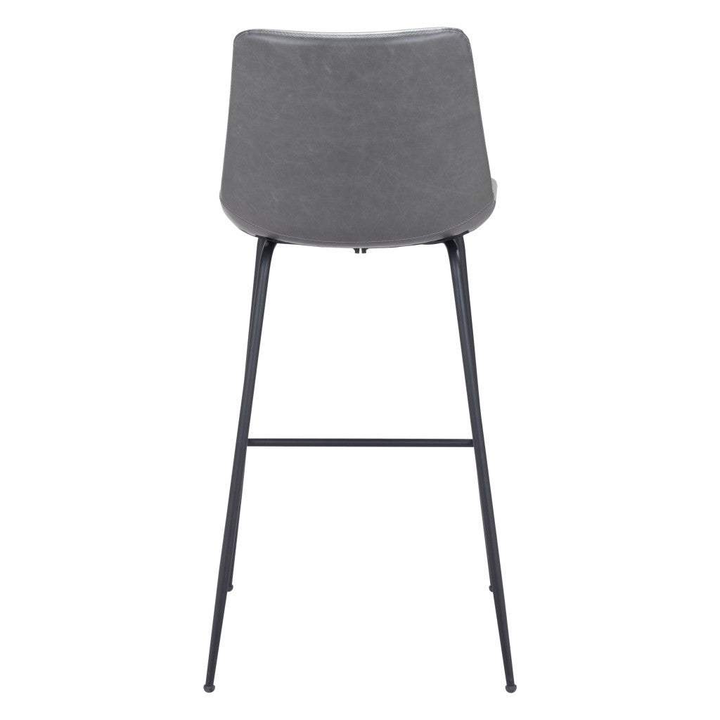 31 " Gray And Black Steel Low Back Bar Height Bar Chair - Homeroots - Flyclothing LLC