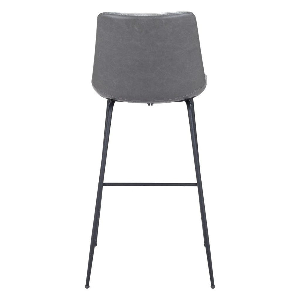 31 " Gray And Black Steel Low Back Bar Height Bar Chair - Homeroots