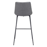 31 " Gray And Black Steel Low Back Bar Height Bar Chair - Homeroots
