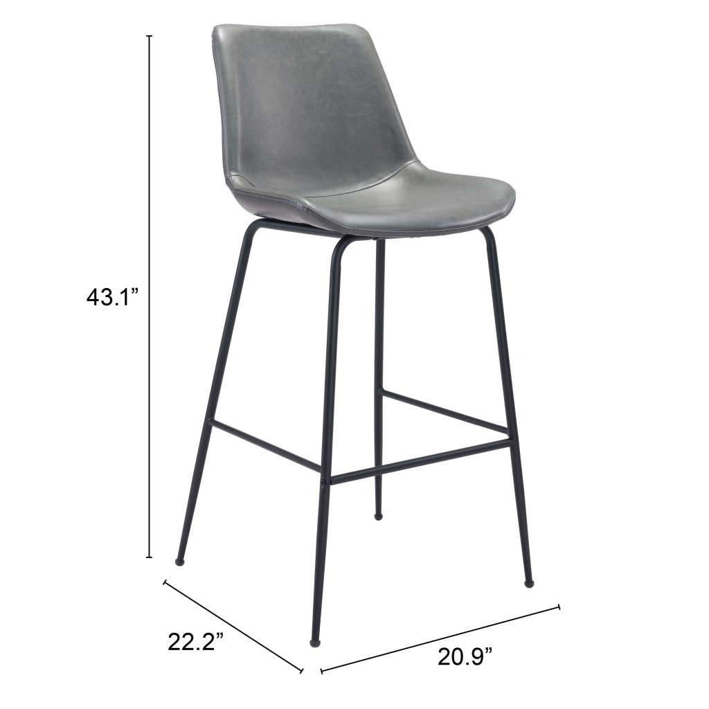 31 " Gray And Black Steel Low Back Bar Height Bar Chair - Homeroots - Flyclothing LLC