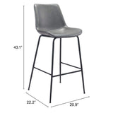 31 " Gray And Black Steel Low Back Bar Height Bar Chair - Homeroots - Flyclothing LLC