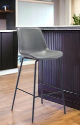31 " Gray And Black Steel Low Back Bar Height Bar Chair - Homeroots - Flyclothing LLC