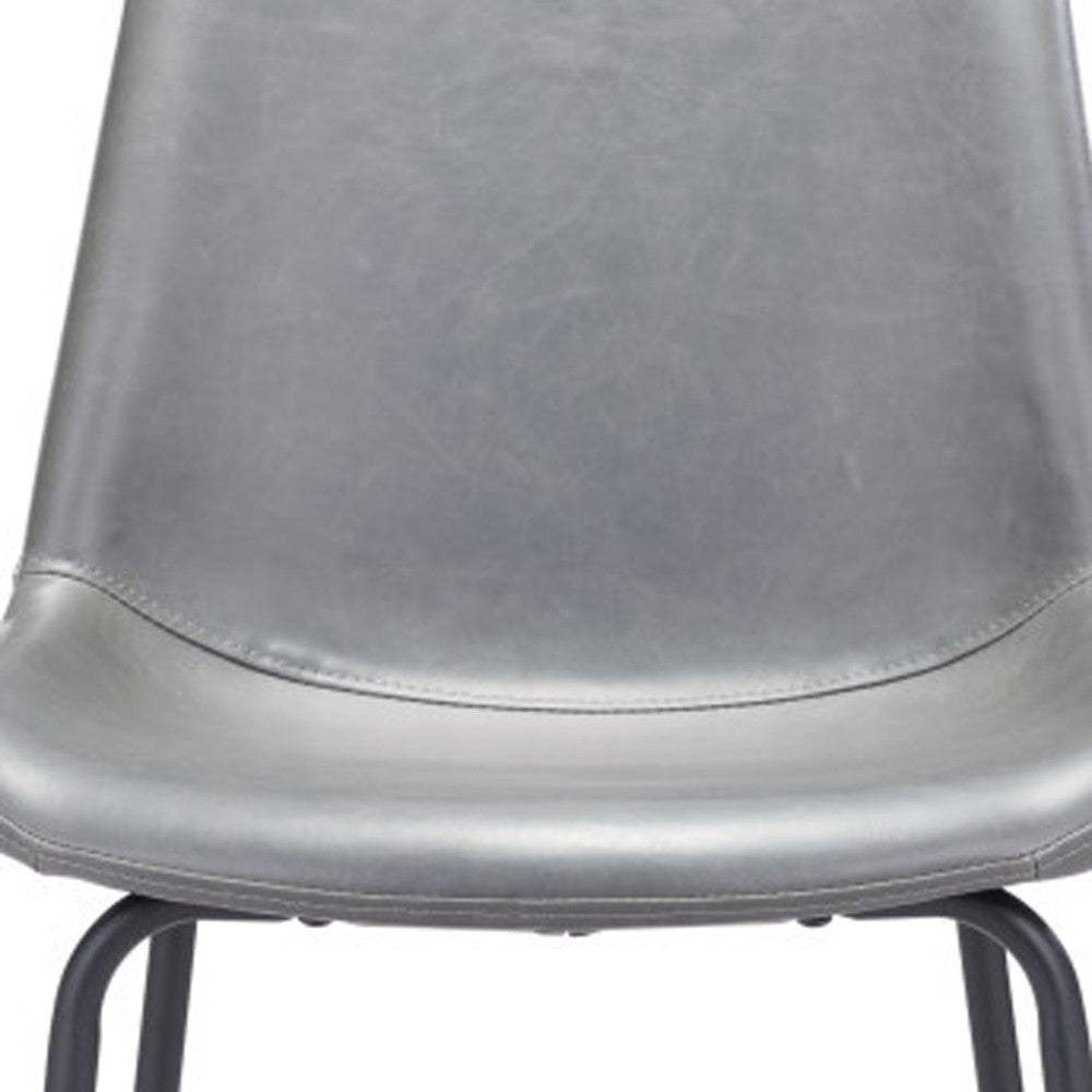 31 " Gray And Black Steel Low Back Bar Height Bar Chair - Homeroots - Flyclothing LLC