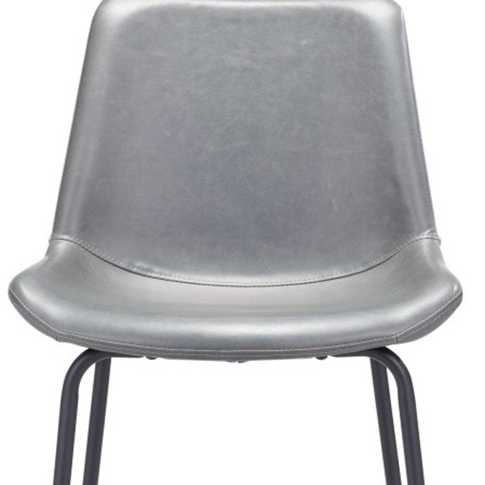 31 " Gray And Black Steel Low Back Bar Height Bar Chair - Homeroots - Flyclothing LLC