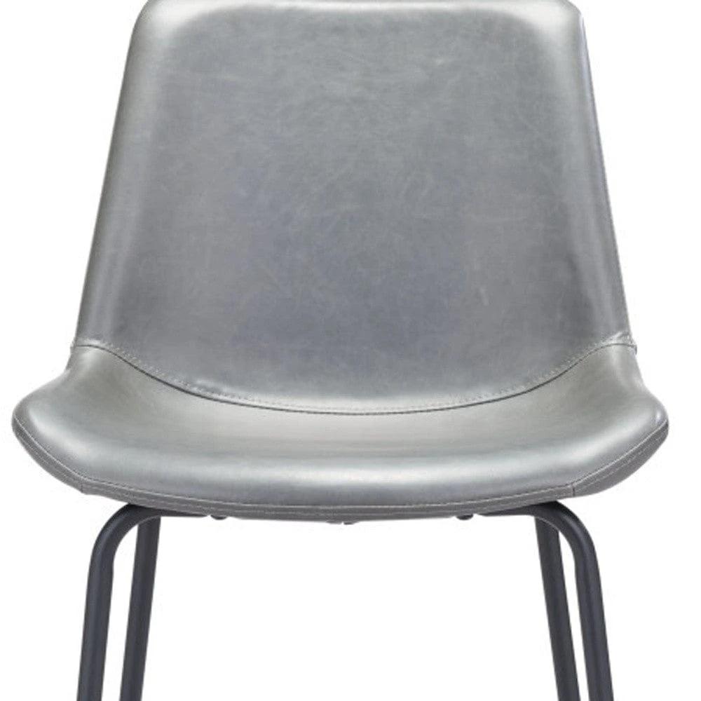 31 " Gray And Black Steel Low Back Bar Height Bar Chair - Homeroots