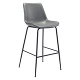 31 " Gray And Black Steel Low Back Bar Height Bar Chair - Homeroots - Flyclothing LLC