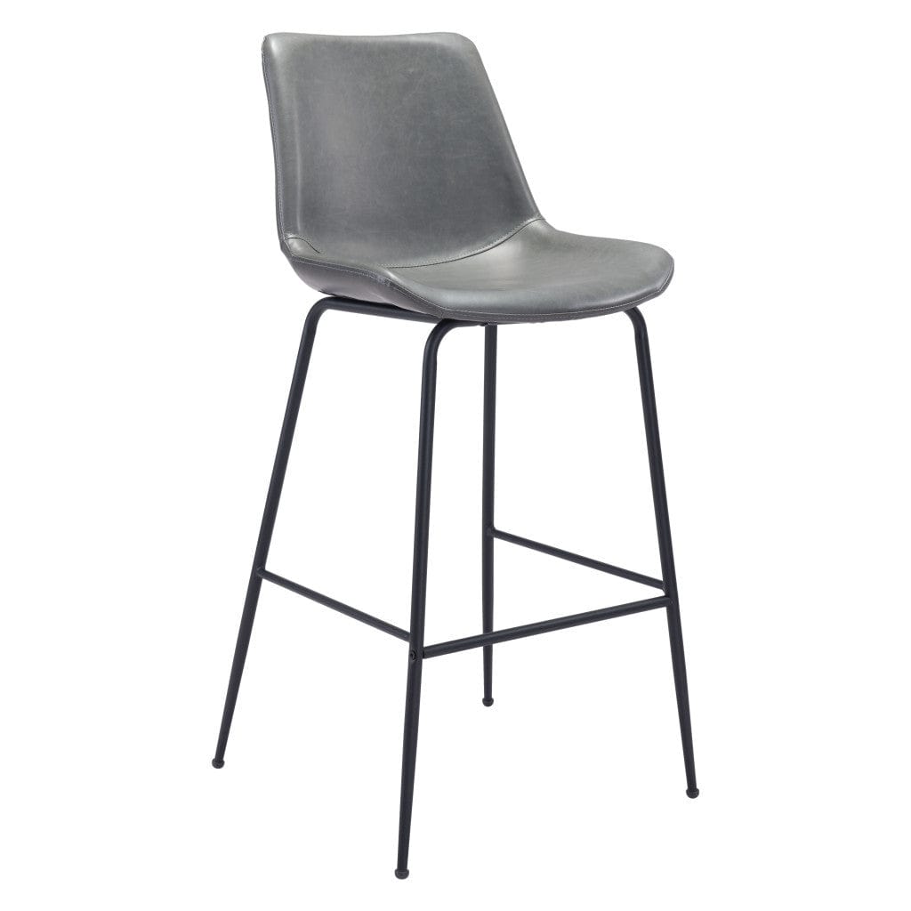 31 " Gray And Black Steel Low Back Bar Height Bar Chair - Homeroots - Flyclothing LLC