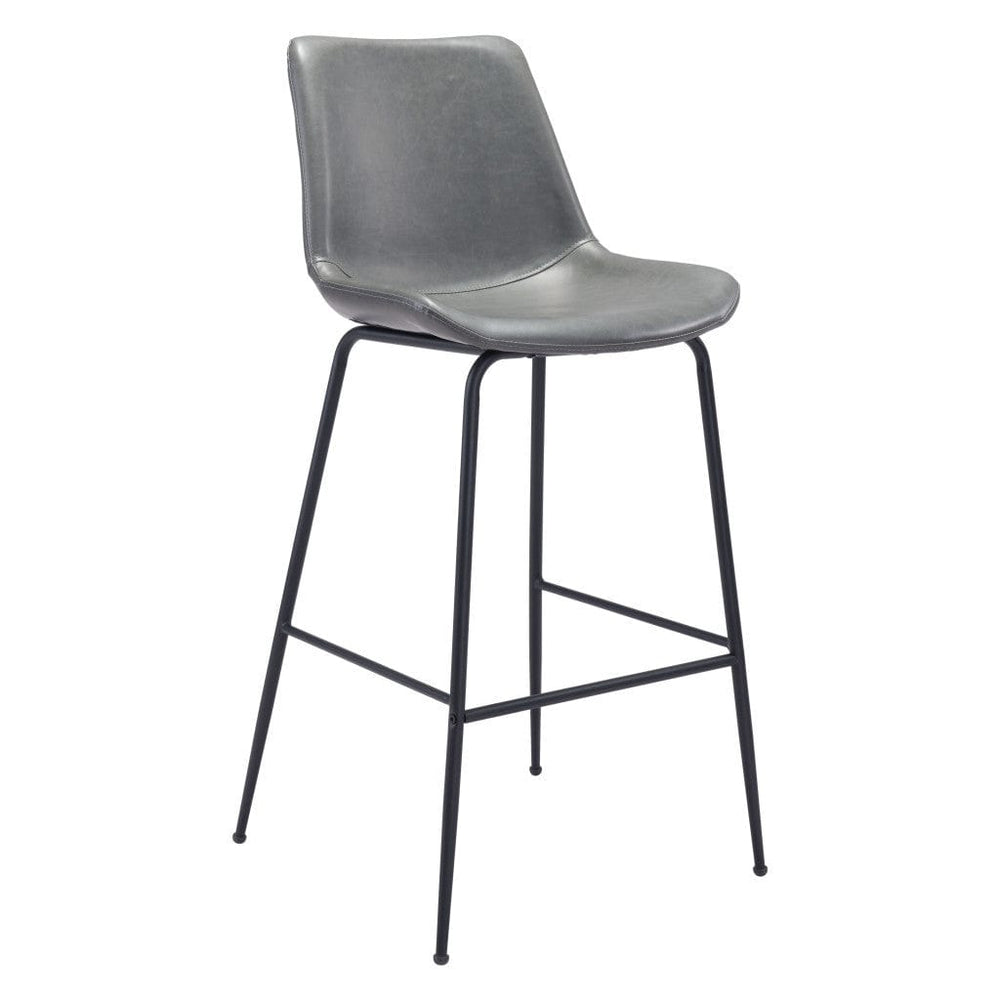 31 " Gray And Black Steel Low Back Bar Height Bar Chair - Homeroots