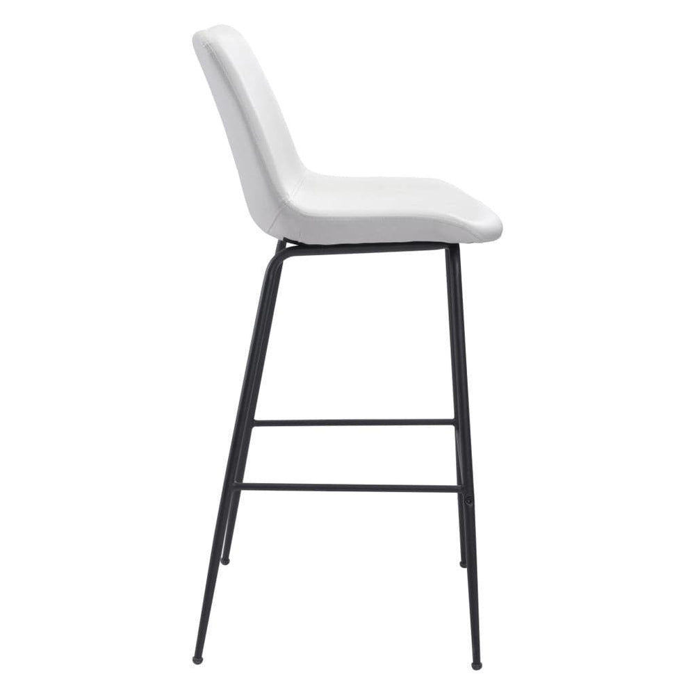 31" White And Black Steel Low Back Bar Height Bar Chair - Homeroots