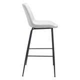 31" White And Black Steel Low Back Bar Height Bar Chair - Homeroots