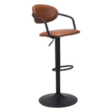 Adjustable Height Brown And Black Steel Swivel Low Back Counter Height Bar Chair - Homeroots