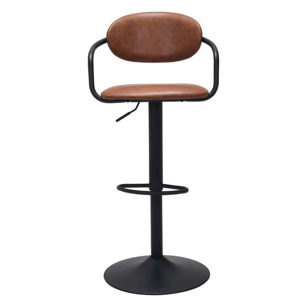 Adjustable Height Brown And Black Steel Swivel Low Back Counter Height Bar Chair - Homeroots - Flyclothing LLC